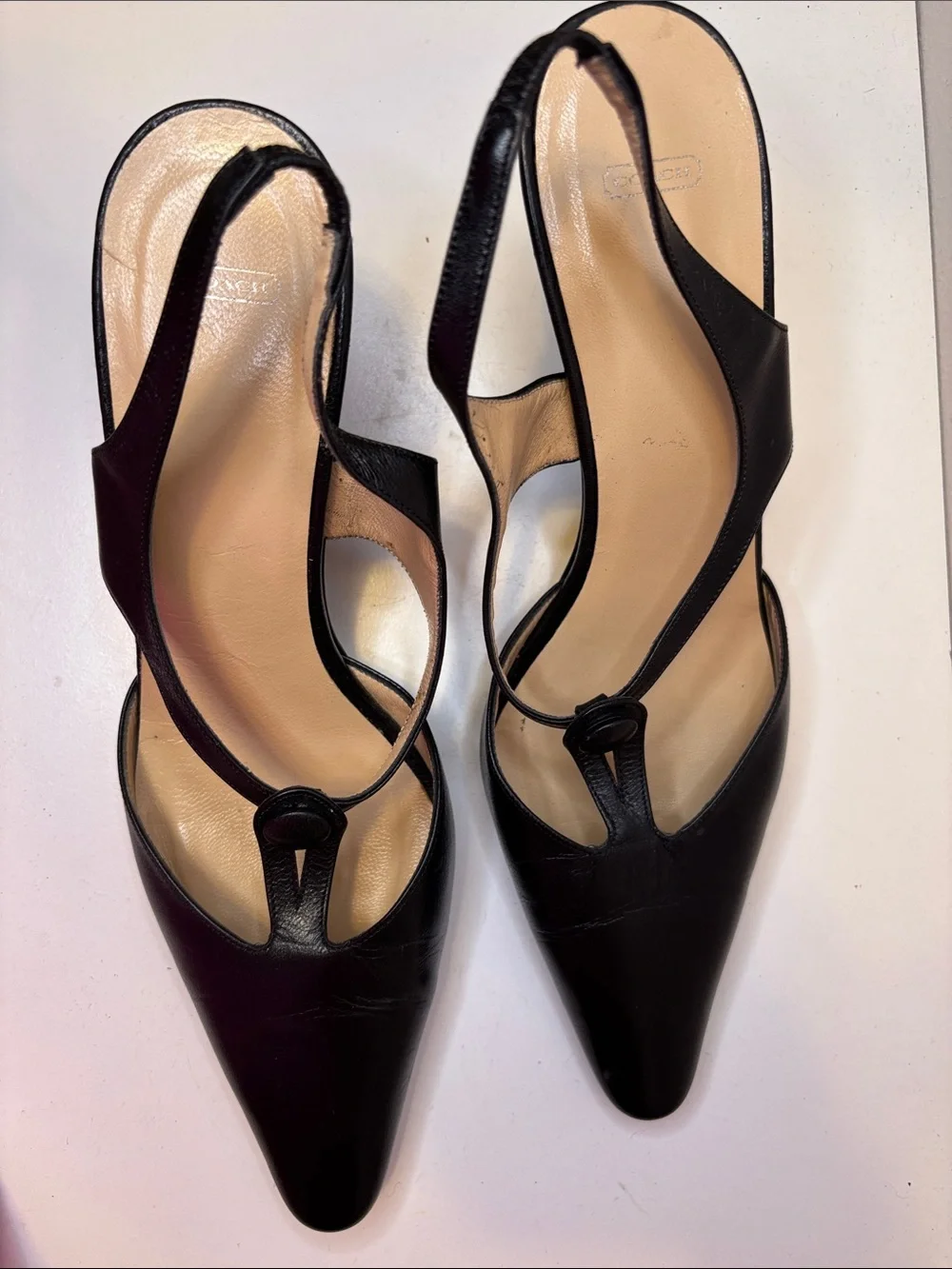Coach “Joleen “ Slingback Knot Accent Pointed-Toe Heels in Black Italy 8.5 - Picture 9 of 10